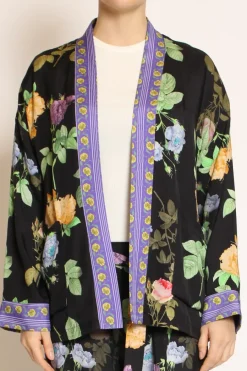 Wu'Side Kimono corto fantasia nero/viola/verde
