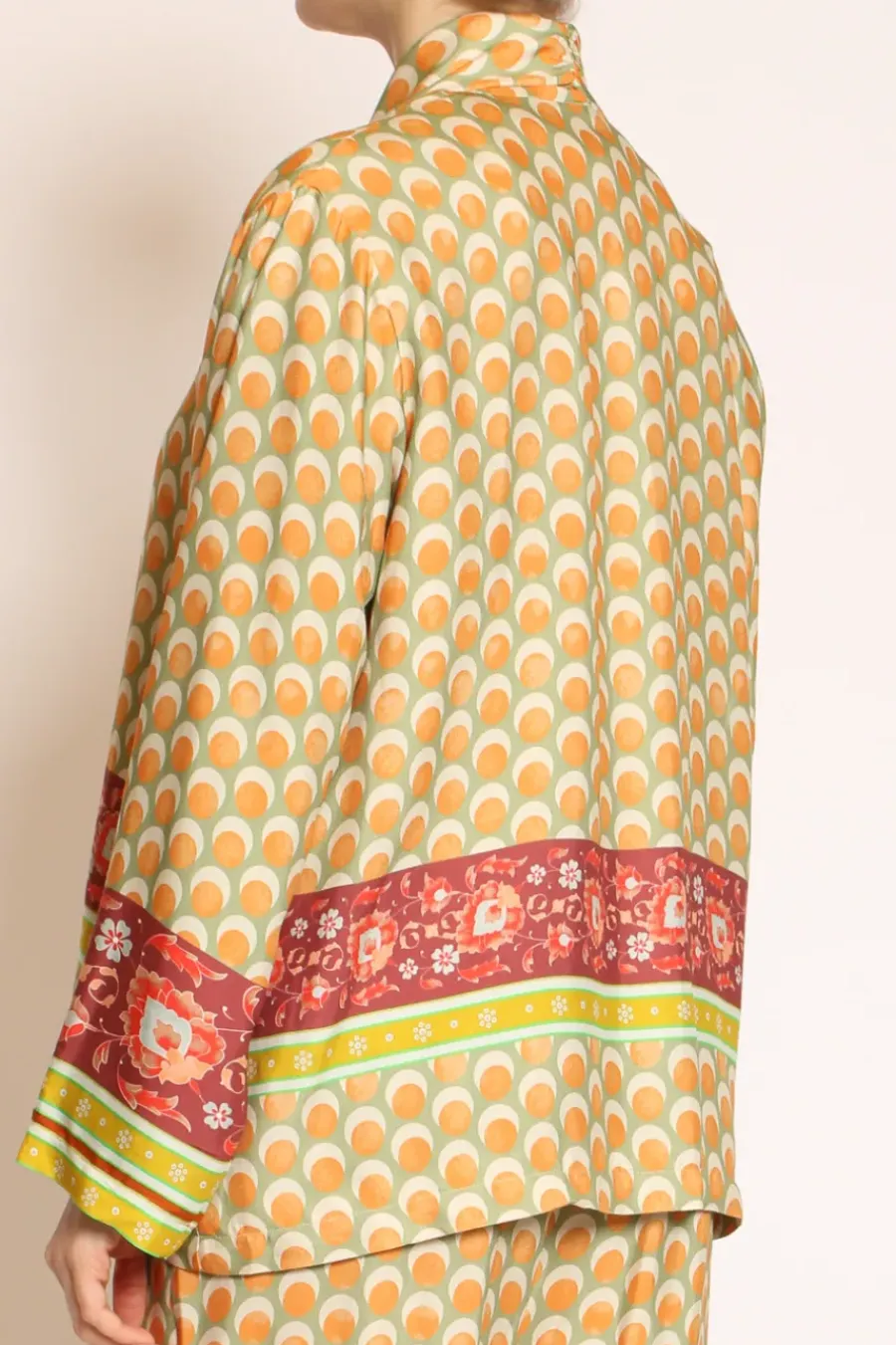 Wu'Side Kimono corto fantasia verde/arancio/mattone