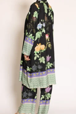 Wu'Side Kimono fantasia floreale nero/viola/verde