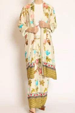 Wu'Side Kimono fantasia floreale burro/peach/militare