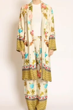 Wu'Side Kimono fantasia floreale burro/peach/militare