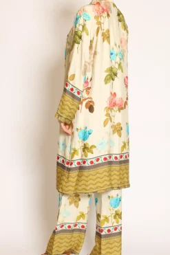 Wu'Side Kimono fantasia floreale burro/peach/militare