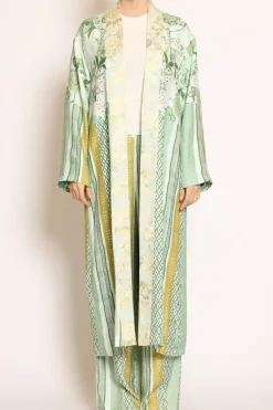 Wu'Side Kimono lungo fantasia acqua/verde/salvia