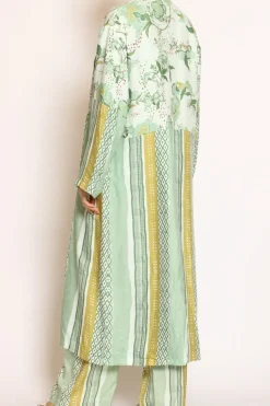 Wu'Side Kimono lungo fantasia acqua/verde/salvia