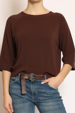 Kontatto Maglia crop manica 3/4 in filo di viscosa