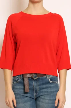 Kontatto Maglia crop manica 3/4 in filo di viscosa