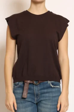 Kontatto Maglia girocollo smanicata in filo di viscosa
