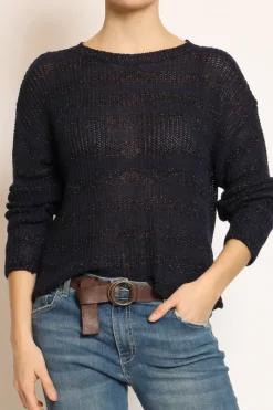 Kontatto Maglia righe traforata in lurex