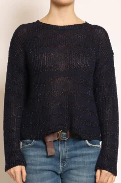 Kontatto Maglia righe traforata in lurex