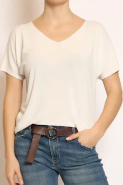 Kontatto Maglia scollo v in filo di viscosa off white
