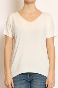 Kontatto Maglia scollo v in filo di viscosa off white