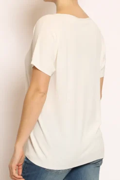 Kontatto Maglia scollo v in filo di viscosa off white