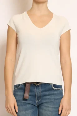 Kontatto Maglia scollo V manica corta off white