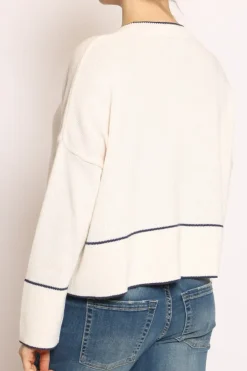Have one Maglia scollo V righina panna/blu