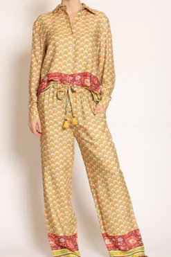 Wu'Side Pantalone coulisse fantasia verde/arancio/mattone
