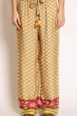 Wu'Side Pantalone coulisse fantasia verde/arancio/mattone