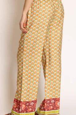 Wu'Side Pantalone coulisse fantasia verde/arancio/mattone