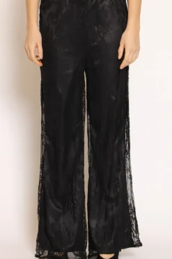 Kontatto Pantalone doppiato pizzo nero