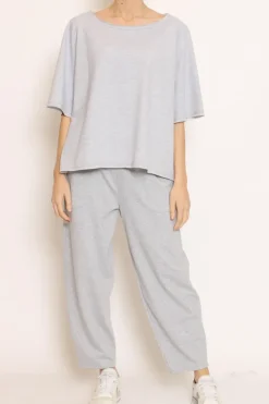 Zeroassoluto Pantalone mom fit felpa light grigio melange