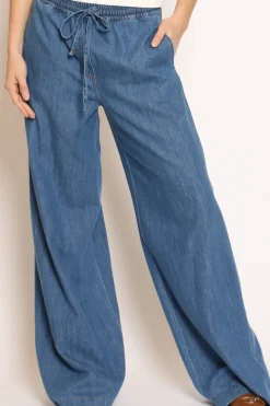 Tensione In Pantalone palazzo elastico in vita denim