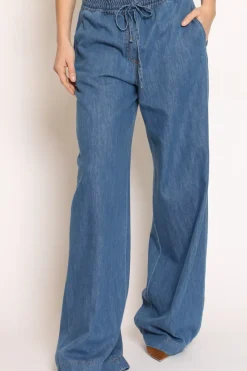 Tensione In Pantalone palazzo elastico in vita denim