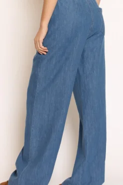 Tensione In Pantalone palazzo elastico in vita denim