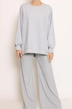 Zeroassoluto Pantalone palazzo felpa light grigio melange