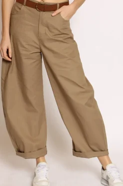 Vicolo Pantaloni mom fit 100 % cotone kaki