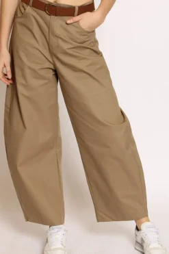 Vicolo Pantaloni mom fit 100 % cotone kaki