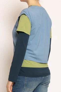 Set tre t-shirt in jersey elasticizzato avio/oliva/blu