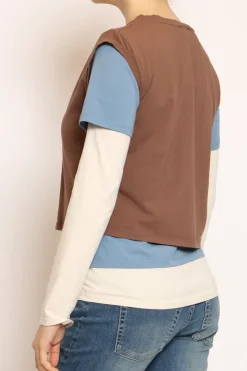 Set tre t-shirt in jersey elasticizzato moka/avio/burro