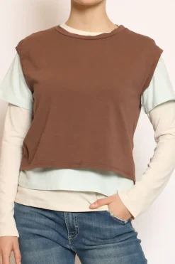 Set tre t-shirt in jersey elasticizzato moka/acqua/burro
