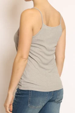 Top lurex argento scollo a v