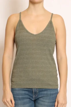 Top lurex argento scollo a v