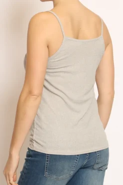 Top lurex argento scollo a v