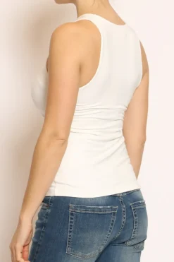 Kontatto Top scollo americana in jersey elasticizzato off white