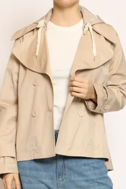 Tensione In Trench in cotone con cappuccio nylon rimovibile