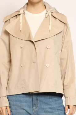 Tensione In Trench in cotone con cappuccio nylon rimovibile