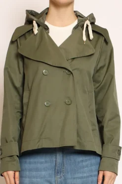 Tensione In Trench in cotone con cappuccio nylon rimovibile