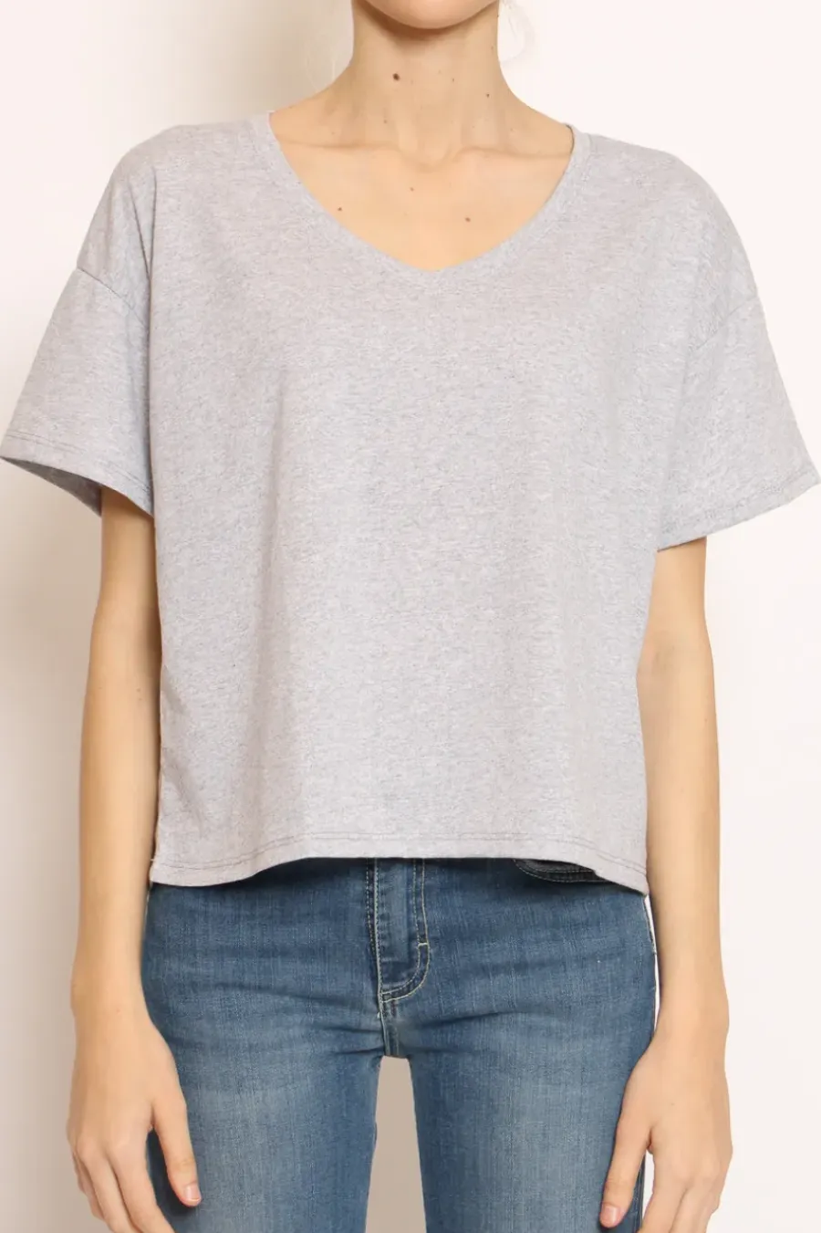 Zeroassoluto T-shirt scollo V mezza manica grigio melange