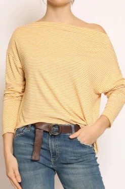 Zeroassoluto T-shirt CLOE righe in jersey senape/bianco