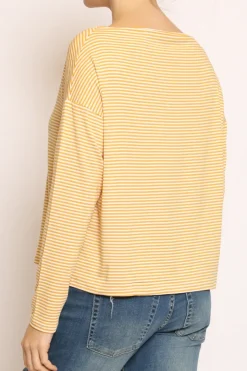 Zeroassoluto T-shirt CLOE righe in jersey senape/bianco