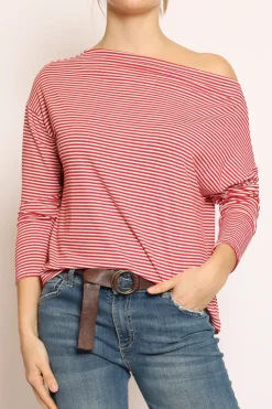 Zeroassoluto T-shirt CLOE righe in jerseyrosso/bianco