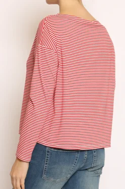 Zeroassoluto T-shirt CLOE righe in jerseyrosso/bianco