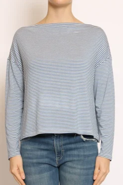 Zeroassoluto T-shirt CLOE righe in jersey jeans/bianco