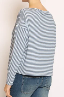 Zeroassoluto T-shirt CLOE righe in jersey jeans/bianco