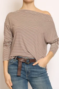 Zeroassoluto T-shirt CLOE righe in jersey biscotto/latte