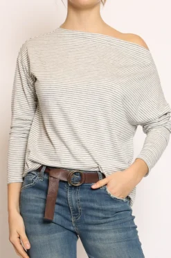 Zeroassoluto T-shirt CLOE righe in jersey grigio/bianco