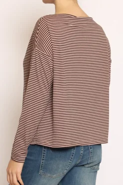Zeroassoluto T-shirt CLOE righe in jersey moro/rosa