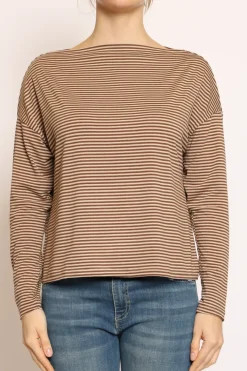 Zeroassoluto T-shirt CLOE righe in jersey moro/beige